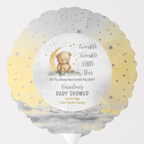 Teddy Bear Twinkle Twinkle Little Star Baby Shower Balloon