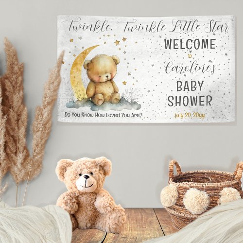 Teddy Bear Twinkle Twinkle Little Star Baby Shower Banner