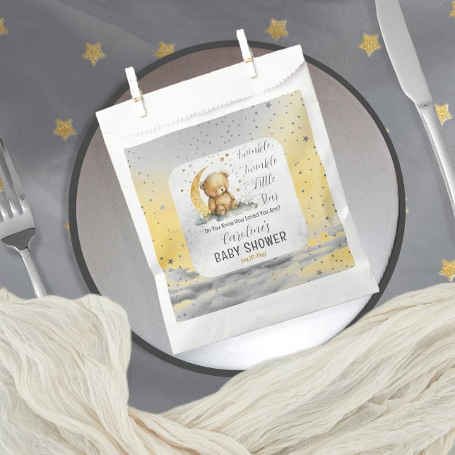 Teddy Bear Twinkle Twinkle Little Star Baby Shower Favor Bag (Create an enchanting baby shower with our Teddy Bear Twinkle Twinkle Little Star collection.  )