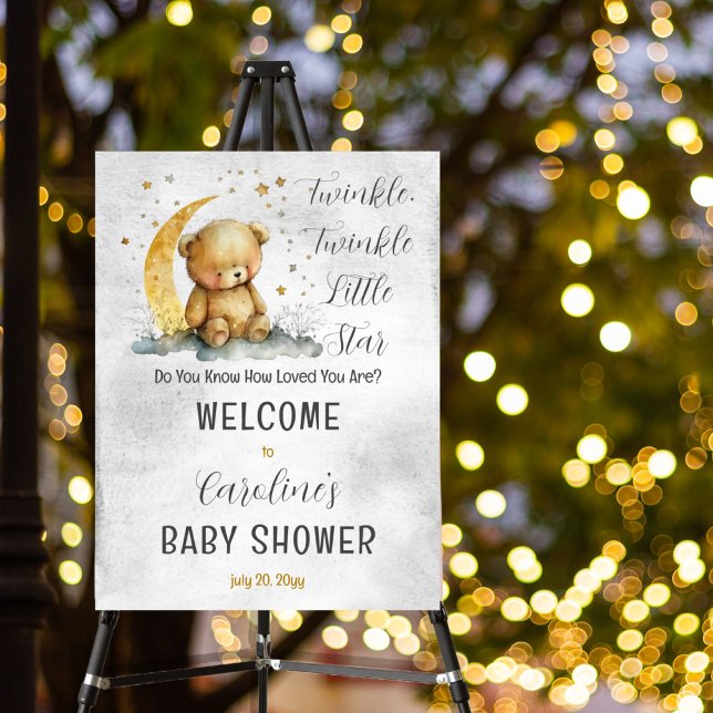 Teddy Bear Twinkle Twinkle Little Star Baby Shower Foam Board (Create an enchanting baby shower with our Teddy Bear Twinkle Twinkle Little Star collection.  )