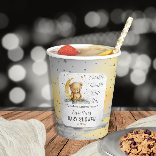 Teddy Bear Twinkle Twinkle Little Star Baby Shower Paper Cups (Create an enchanting baby shower with our Teddy Bear Twinkle Twinkle Little Star collection.  )