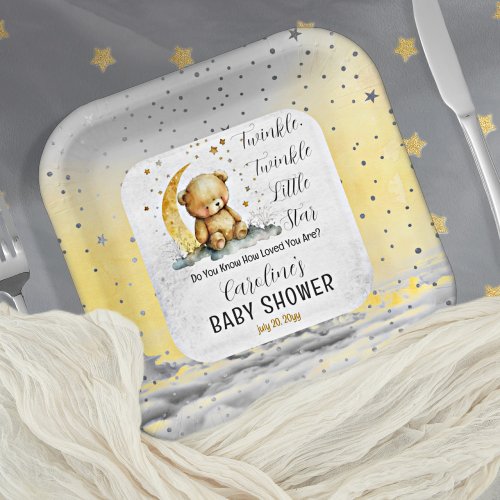 Teddy Bear Twinkle Twinkle Little Star Baby Shower Paper Plates