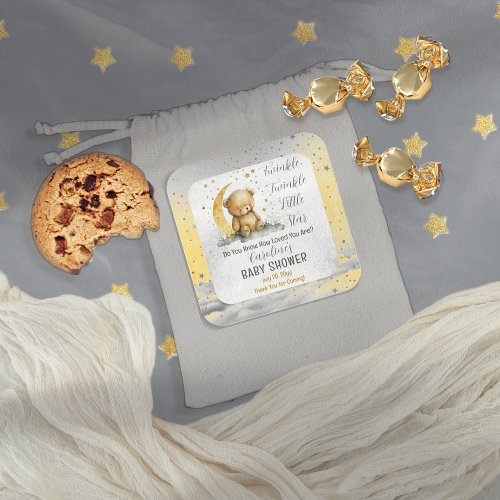 Teddy Bear Twinkle Twinkle Little Star Baby Shower Square Sticker