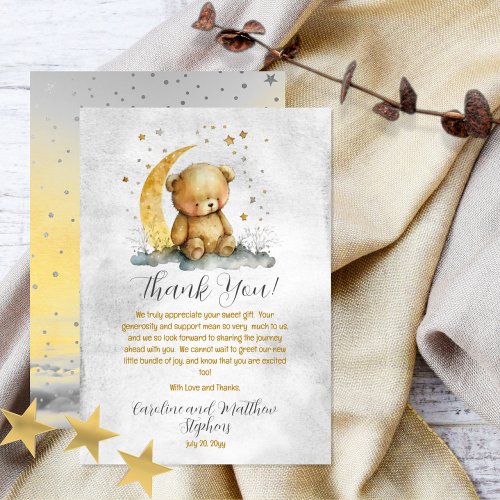 Teddy Bear Twinkle Twinkle Little Star Baby Shower Thank You Card