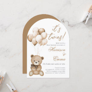 Teddy Bear Twins Baby Shower Invitation