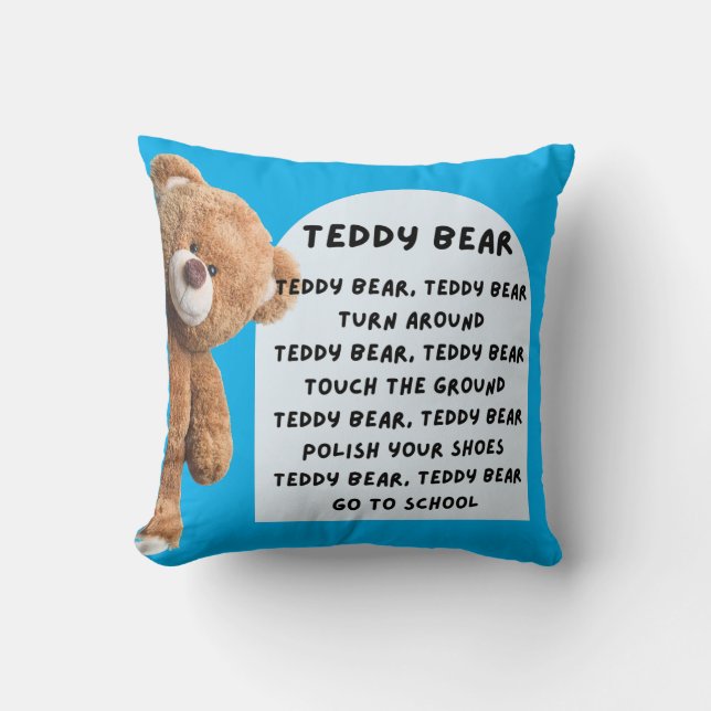Teddy Bear Twirl Throw Pillow (Front)