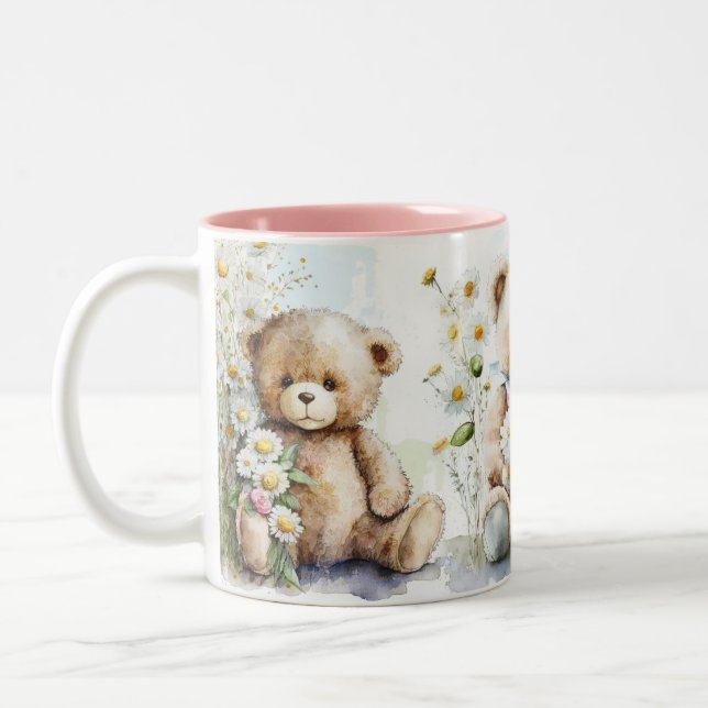 Teddy bear  Two-Tone coffee mug (Left)