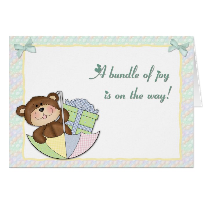 Teddy Bear Umbrella Baby Shower Invitation Cards