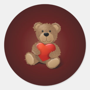 Teddy Bear Valentine Classic Round Sticker