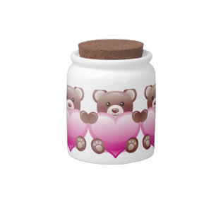 Teddy Bear Valentine Heart Candy Jar