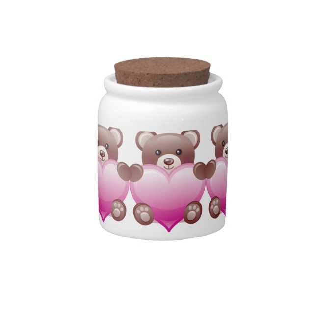Teddy Bear Valentine Heart Candy Jar (Front)