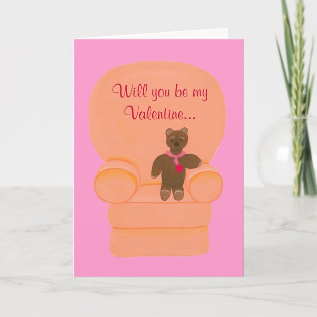 Teddy Bear Valentine Marriage Proposal Cards (Front)