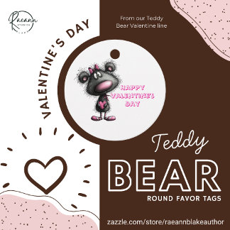 Teddy Bear Valentine Round Favor Tags