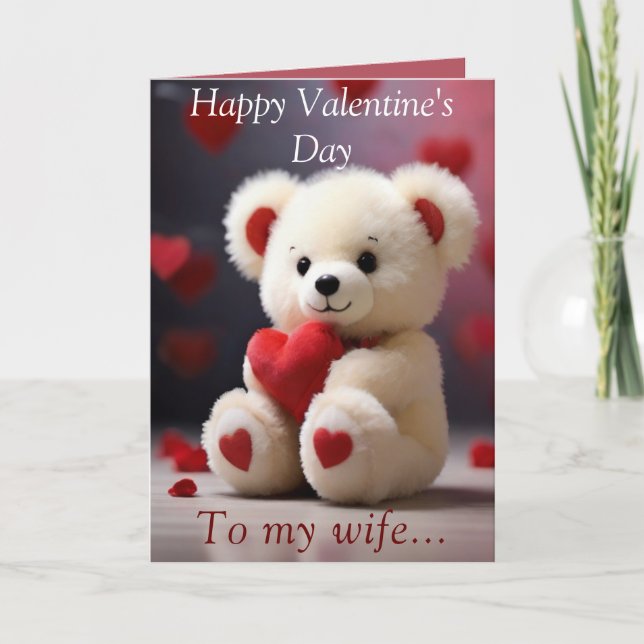 Teddy Bear Valentine's Card for Wife (Front)
