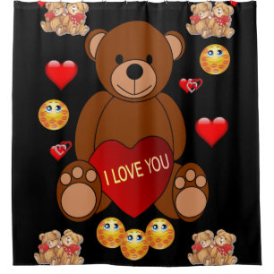Teddy bear valentines children's shower curtain