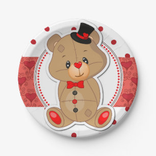 Teddy Bear Valentines Cutie Sweetheart Party Paper Plates