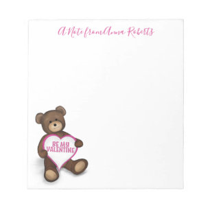 Teddy Bear Valentine's Day Cute Teddy Bear Custom Notepad
