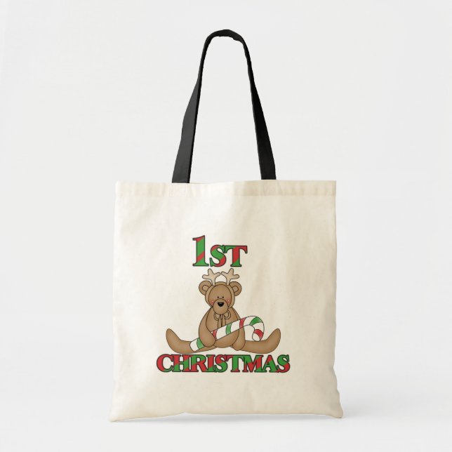 Teddy Bear Very 1st Christmas Tshirts and Gifts Tote Bag (Front)