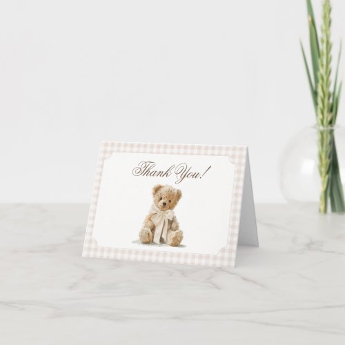 Teddy Bear Vintage Baby Shower  Thank You Card