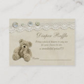 Teddy Bear Vintage Lace Diaper Raffle Enclosure Card (Back)