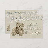 Teddy Bear Vintage Lace Diaper Raffle Enclosure Card (Front/Back)