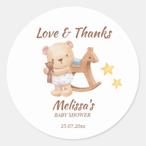 Teddy bear vintage toys baby shower thank you classic round sticker