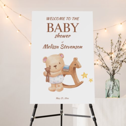 Teddy bear vintage toys baby shower welcome sign