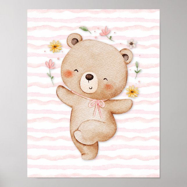 Teddy bear wall art poster Happy dance poster (Front)