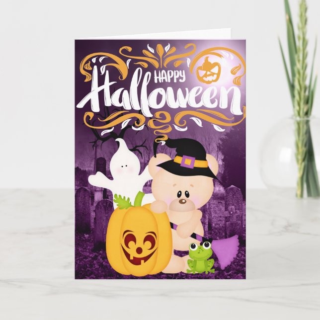 Teddy Bear Warlock - Happy Halloween Card (Front)