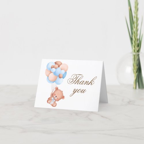 Teddy Bear Watercolor Baby Shower Thank You Card