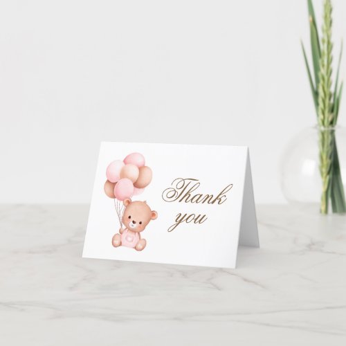 Teddy Bear Watercolor Baby Shower Thank You Card