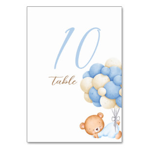 Teddy Bear Watercolor Balloons Table 10 Number  Table Number