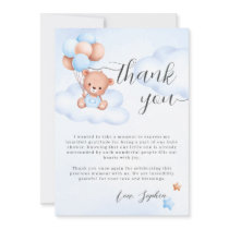 Teddy Bear Watercolor Boy Baby Shower Thank You Card