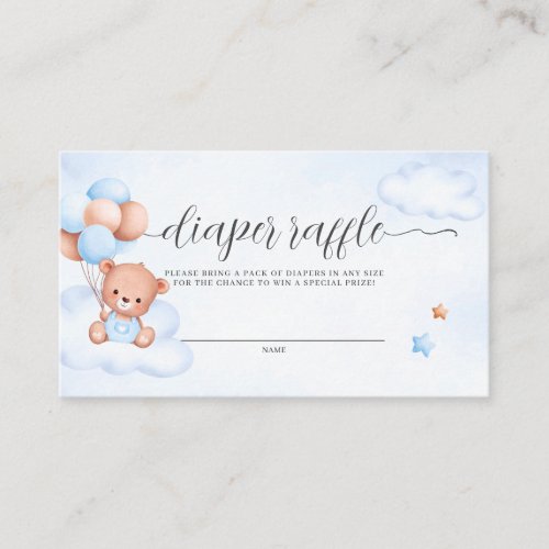 Teddy Bear Watercolor Diaper Raffle Enclosure Card