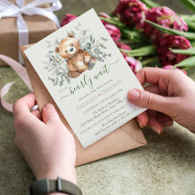 Teddy Bear Watercolor Gender Neutral Baby Shower