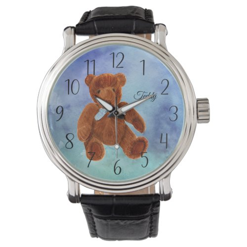 Teddy Bear Watercolor Painting Watch