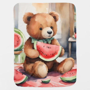Teddy Bear Watermelon Baby Blanket