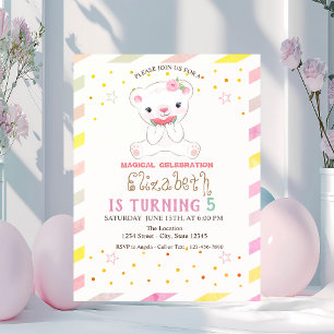 Teddy Bear Watermelon Striped Birthday Invitation