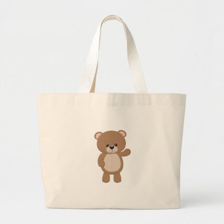 Teddy Bear Waving Large Tote Bag