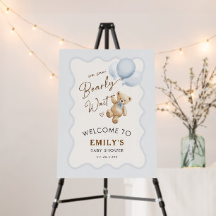 Teddy Bear We Can Bearly Wait Baby Boy Shower Foam Board