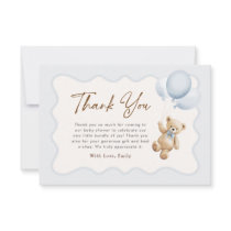 Teddy Bear We Can Bearly Wait Baby Boy Shower Thank You Card