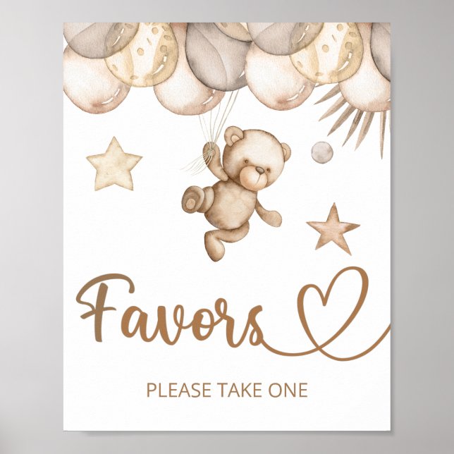 Teddy bear we can bearly wait baby Favors  Poster (Front)