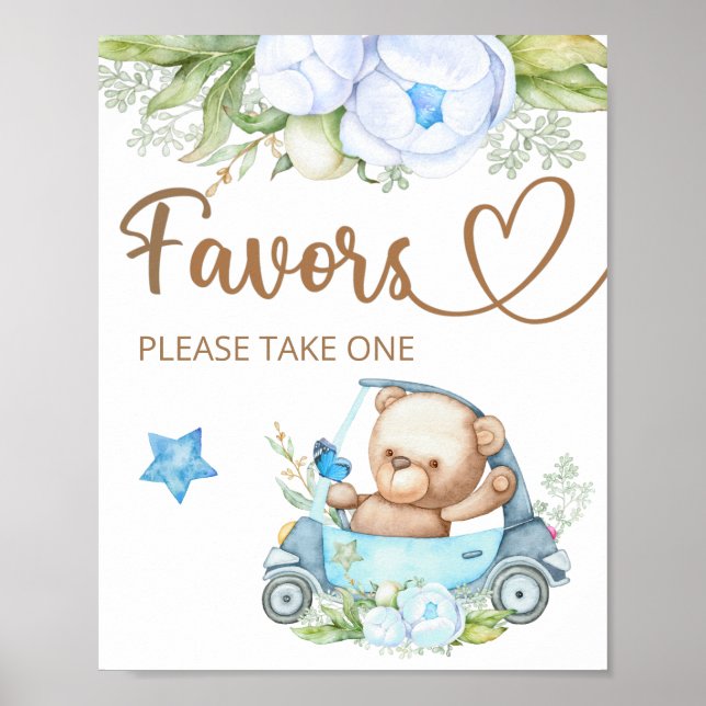 Teddy bear we can bearly wait baby Favors sign (Front)