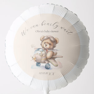 Teddy bear we can bearly wait baby shower balloon