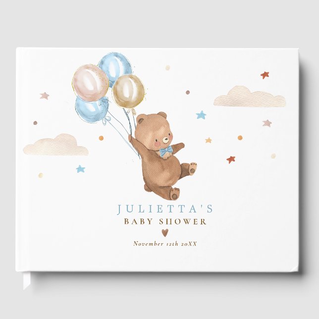 Teddy Bear We Can Bearly Wait Baby Shower Decor Guest Book (Front)