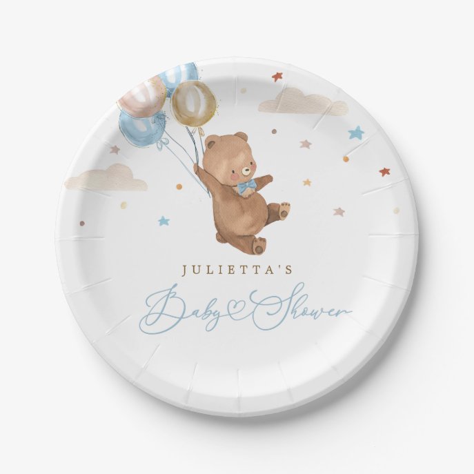 Teddy Bear We Can Bearly Wait Baby Shower Decor Paper Plate