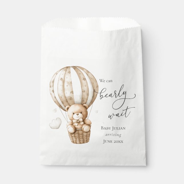 Teddy Bear We Can Bearly Wait Baby Shower Favor Bag (Front)