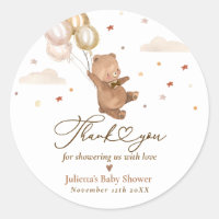 Teddy Bear We Can Bearly Wait Baby Shower Favor Classic Round Sticker