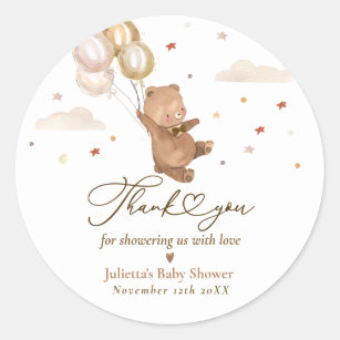 Teddy Bear We Can Bearly Wait Baby Shower Favor Classic Round Sticker
