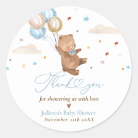 Teddy Bear We Can Bearly Wait Baby Shower Favor Classic Round Sticker